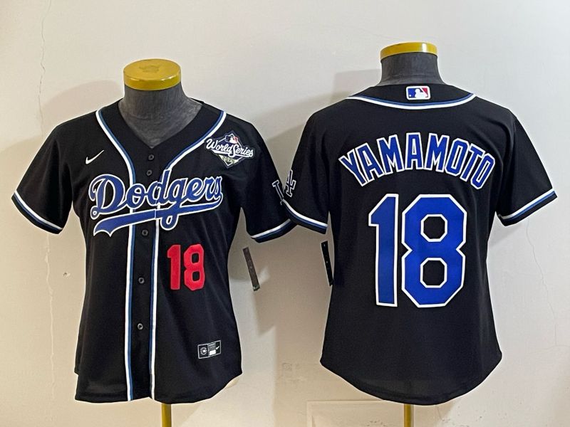 Youth 2026 Los Angeles Dodgers #18 Yamamoto Black Game Nike MLB Jersey style 006